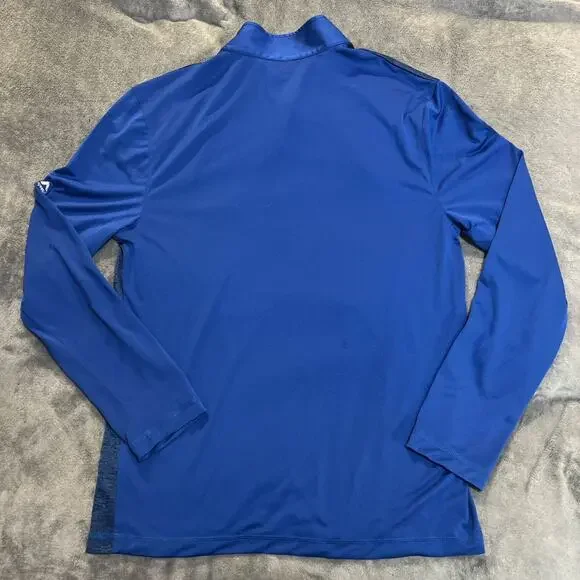 Chicago Cubs Pre owned Long Sleeve 1/4 Zip Pullover by Majestic Size Medium - Picture 2 of 3